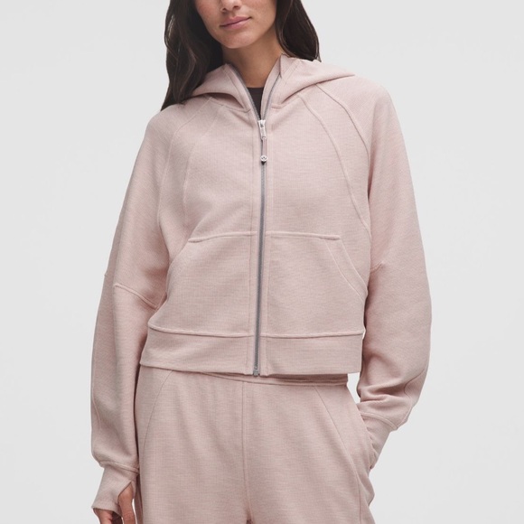 lululemon athletica Tops - LULULEMON SCUBA OVERSIZED FULL ZIP HOODIE *WAFFLE HEATHERED MINK BERRY M/L NWT